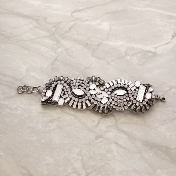 Stella & Dot Jewelry - ✨ Stella and Dot Gala Gray Fabric Rhinestone Crystal Cluster Statement Bracelet